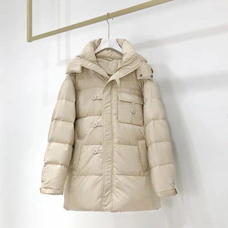 Новинка 2020 модная женская куртка на 90% белом утином пуху зимняя теплая молнии с