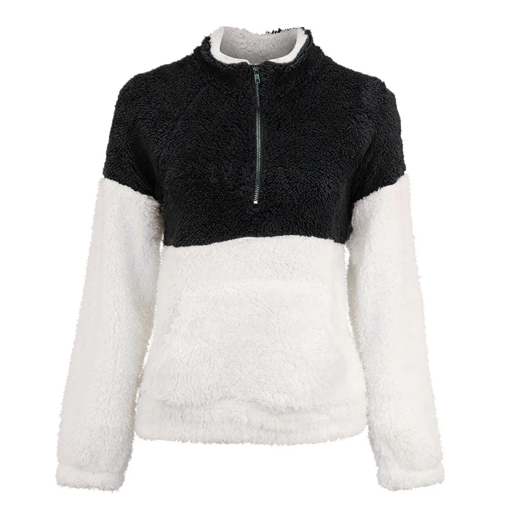 SAGACE женский плюшевый свитер на молнии с длинными рукавами осенне зимнее