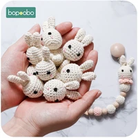 bopoobo 10pc food grade bunny teether crochet beads for dummy pacifier clip diy wood jewelry making for teeth baby product