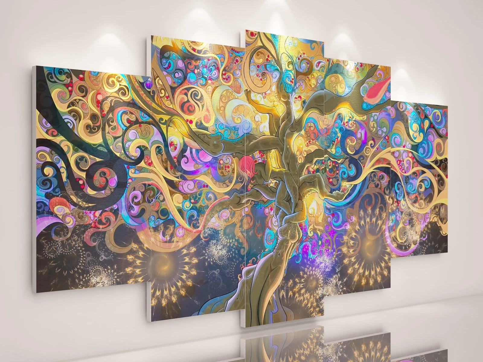 5 кусочков фэнтезийного мотивационного постера на холсте, абстрактное искусство, декоративные ламинаты для стен, картины тигра HD DIY.