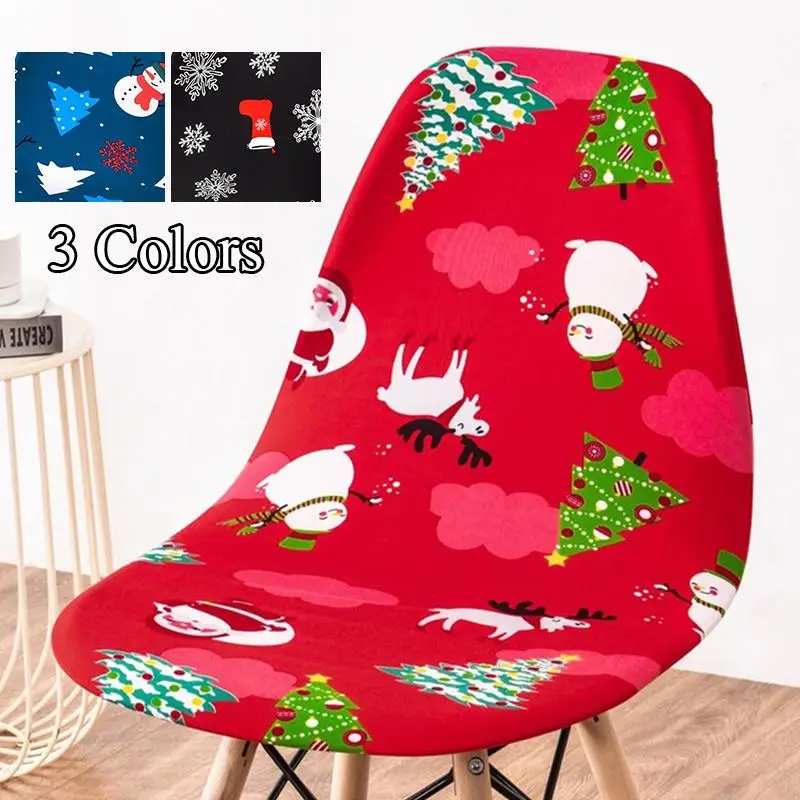 

Fashion Christmas Style Chair Covers Universal Kitchen Dining Room Shell Chair Slipcover Antidust Non Slip Elastic Chair Covers