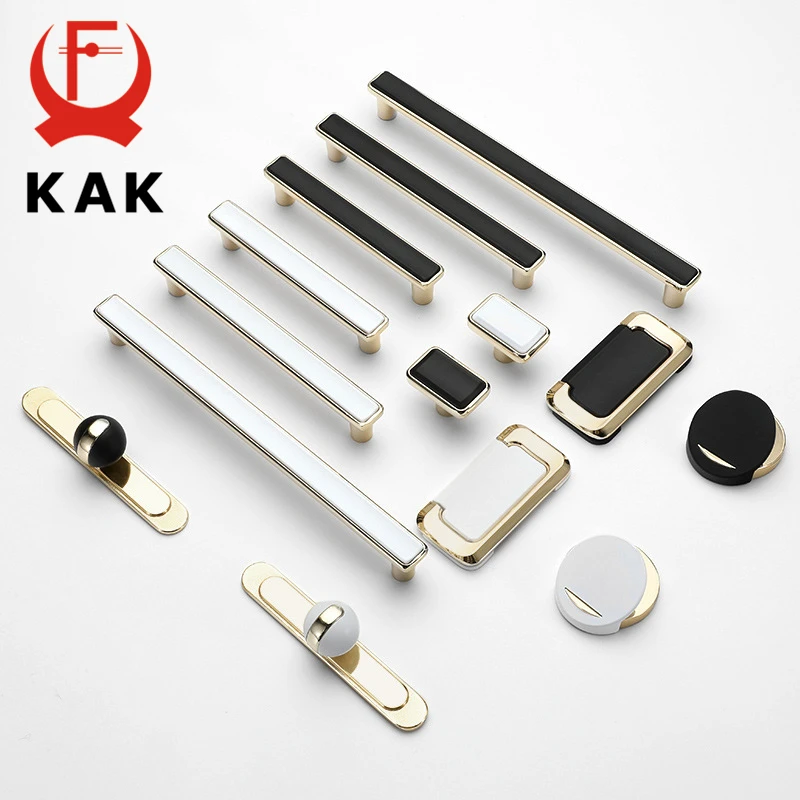 

KAK Zinc Alloy Gold Cabinet Knobs Kitchen Door Handles Black Drawer Cupboard Door Handle Cabinet Handles for Furniture Hardware