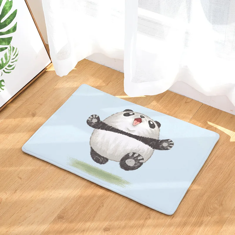 Домашний прочный дверной коврик с мультяшной пандой и памятью машинная стирка из