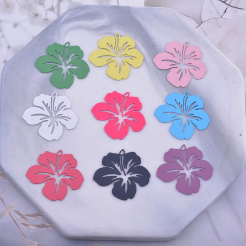50pcs AC11556 20mm Exquisite Hibiscus Flowers Charms Earring Pendant