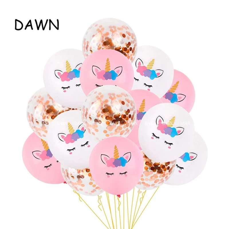 12pcs/lot 12 Inch Unicorn Balloon Rose Gold Confetti Baby Birthday Wedding Party Decoration Latex Supplies hot selling - купить по