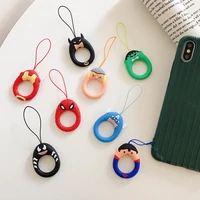 universal cute cartoon hero series short style finger ring mobile phone case cover straps lanyards