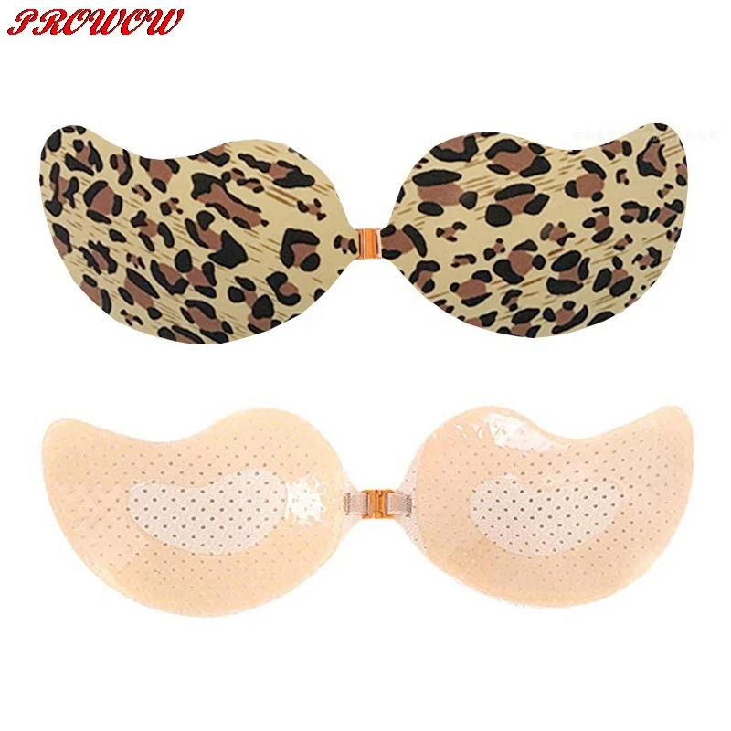 Невидимый бюстгальтер без бретелек липкий косточек с леопардовым узором