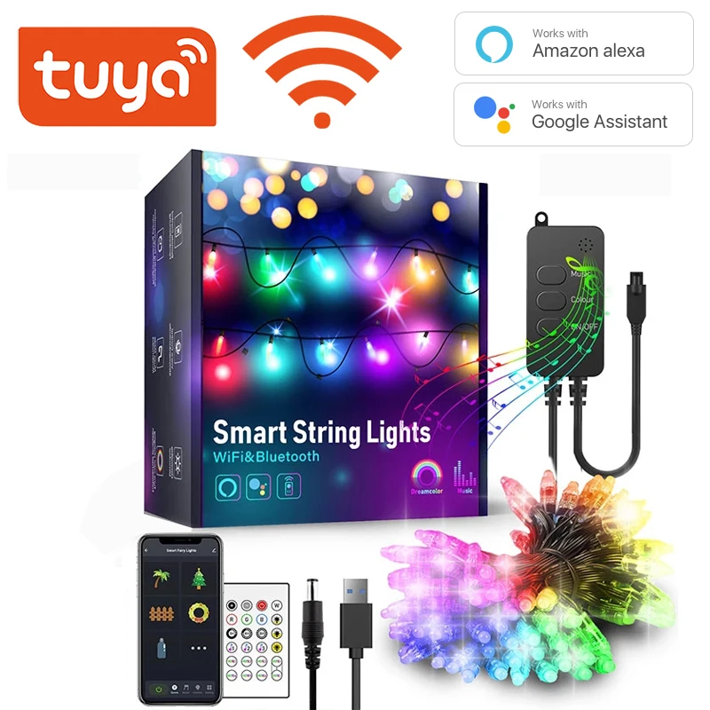 

Wi-Fi, светодиодный светильник с RGB USB зарядка полосы светильник для гирлянда Рождественский Декор LED свет 5 м 10 м Поддержка Alexa Google Home голосовое ...