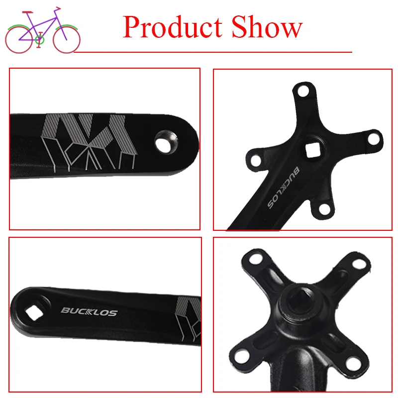 BUCKLOS MTB Crankset 104BCD 170mm Aluminum Alloy Bike Crank Square Hole Single/Double Mountain Road Bicycle Accessories|Шатун и
