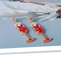 rhinestone charming earring exquisite red jewelry geometry romantic earrings glamour vintage wedding preferred gift wholesale