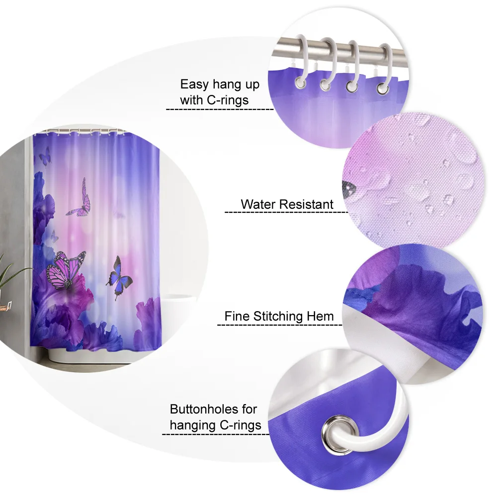 

Waterproof Shower Curtains Fantasy Butterfly Animal Flower Shower Curtain Frabic Polyester Bathroom decor Curtain