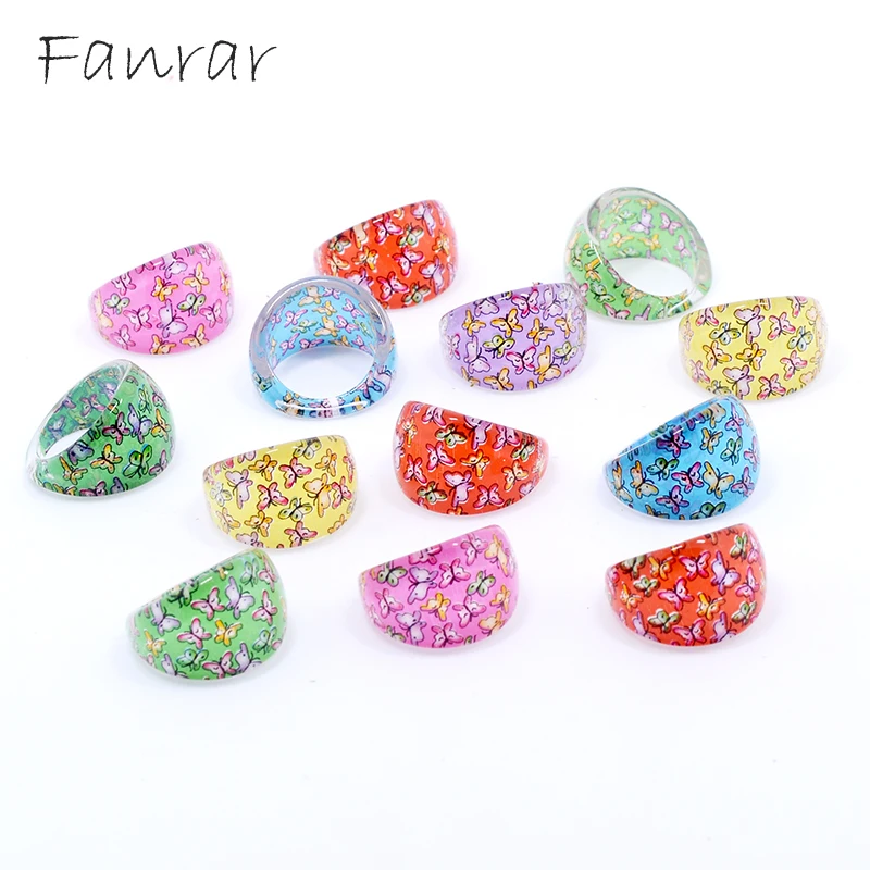 Оптовая продажа оптом 50/100 шт. милые Мультяшные маленькие кольца бабочки Детские