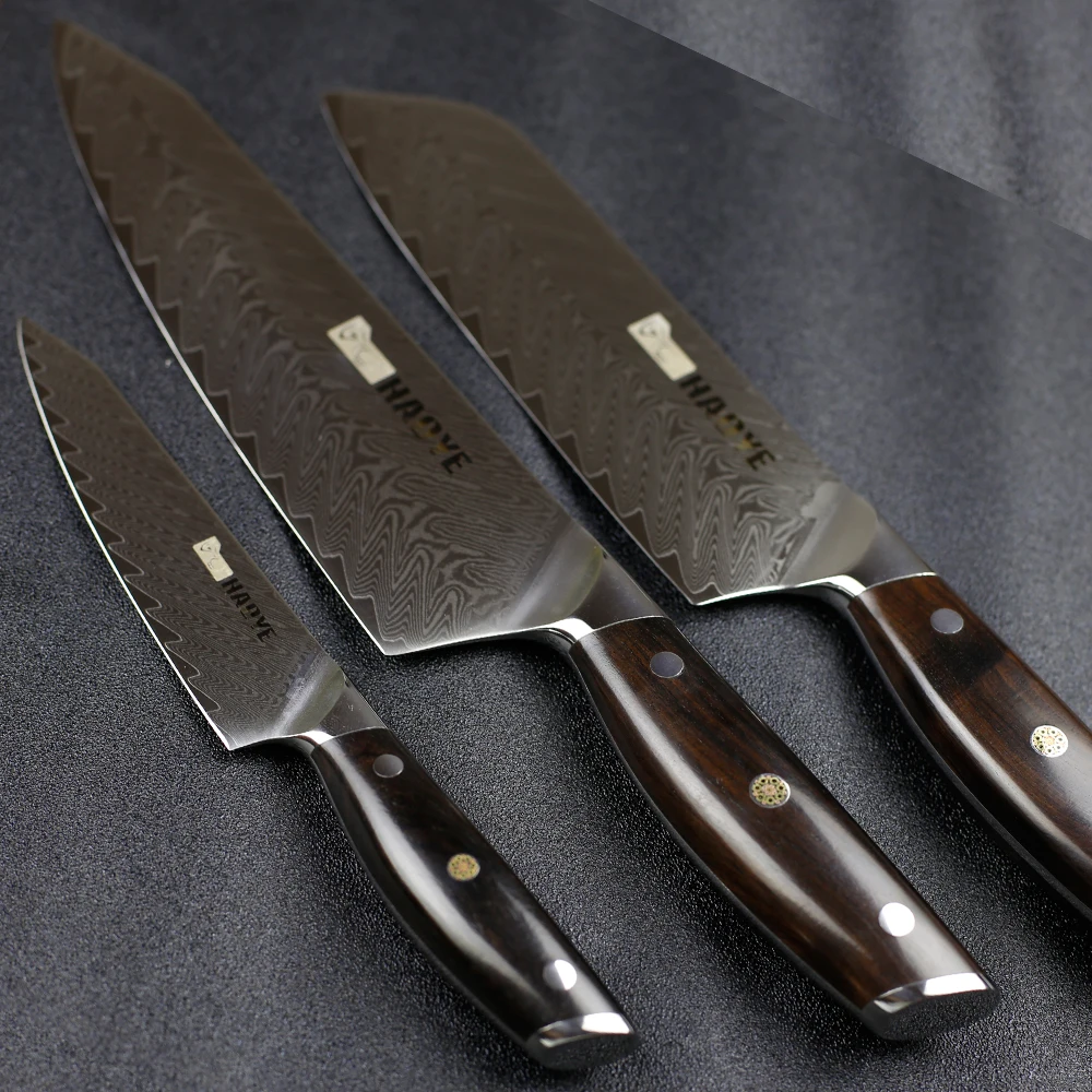Набор кухонных ножей из дамасской стали 3 шт. японский нож шеф повара vg10