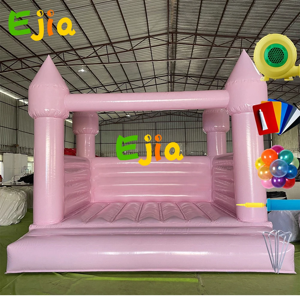 

Pink Pastel Color Moonwalk Inflatable Bouncer Jumping Bouncy Castle Jumper White Wedding Bounce House