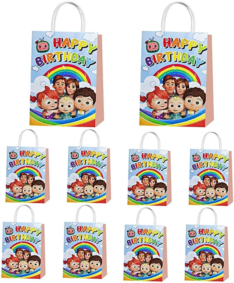 

Подарочный пакет Cocomelon, 6 шт./лот, бумажный пакет для детвечерние дня рождения