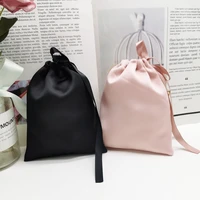 10pcs drawstring gift silk bags black pink jewelry cosmetic pouches custom personalized logo wedding party candy sack favor bag