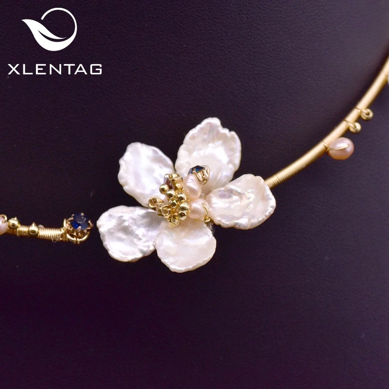 Женские жемчужные ожерелья XlentAg колье в стиле барокко с цветами Свадебный чокер