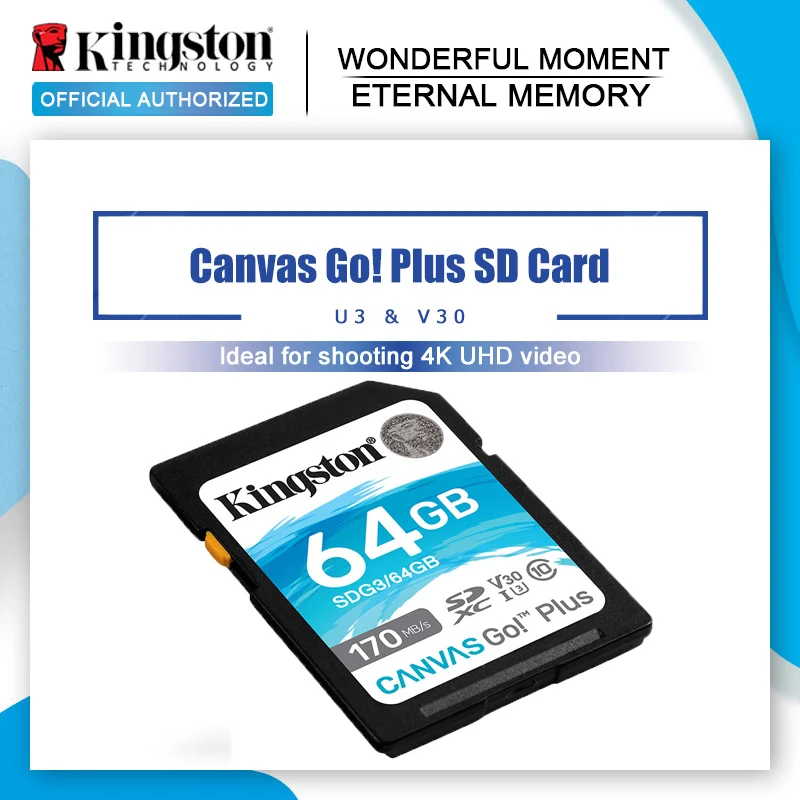 ¡Kingston lienzo Go! Tarjeta SD Plus para cámara, tarjeta de memoria de 256GB, 128GB, 64GB, Class10, SDHC, SDXC, 4K