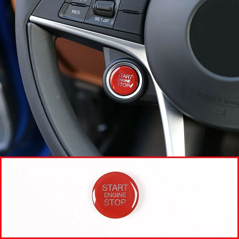 

High Quality Red Car Start Engine Stop Cover Trim New Arrival Car Interior For Romeo Giulia Stelvio 2017-2020