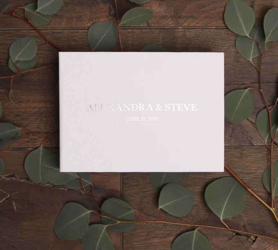 Классическая белая свадебная книга в твердом переплете на заказ|Гостевая