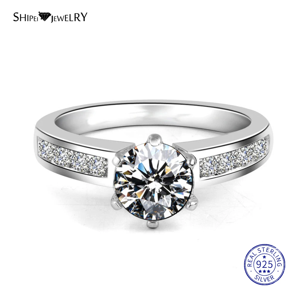 Женское кольцо из серебра 100% пробы с муассанитом 2 карата|Кольца| |