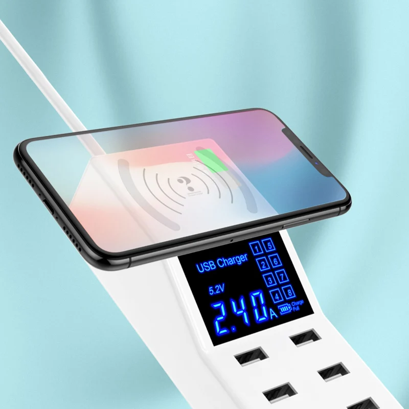 8-port Fast Charge Charger 2.4A High Current Broadband Voltage with High-definition Digital Display Power Adapter New Ar | Электроника
