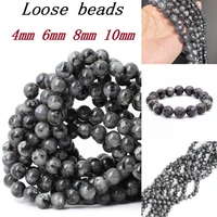 natural round black larvikite labradorite beads loose bead for jewelry making diy handmade accessories 46810 mm