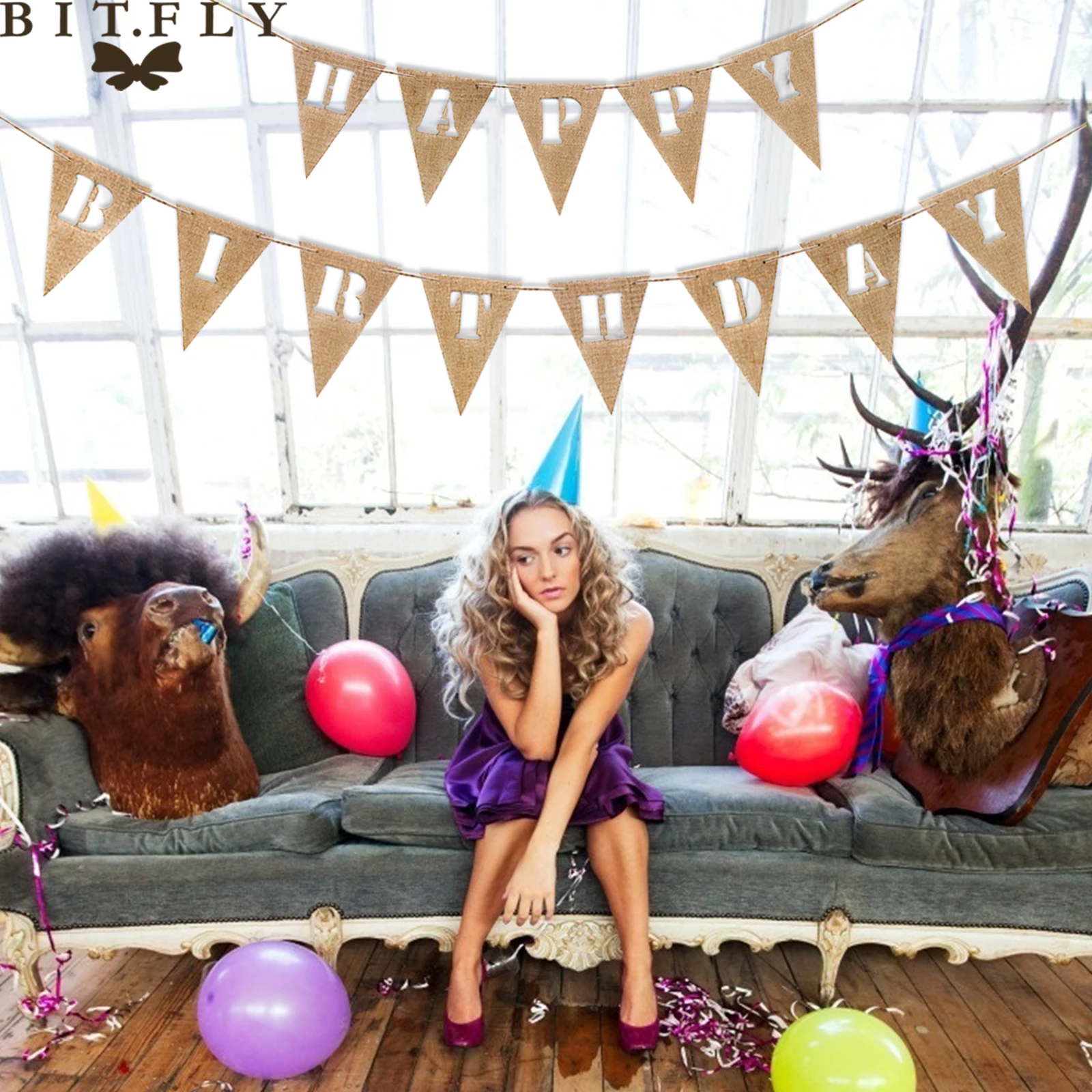 Винтажный джутовый холщовый Алфавит A-Z флажки фотография для творчества день