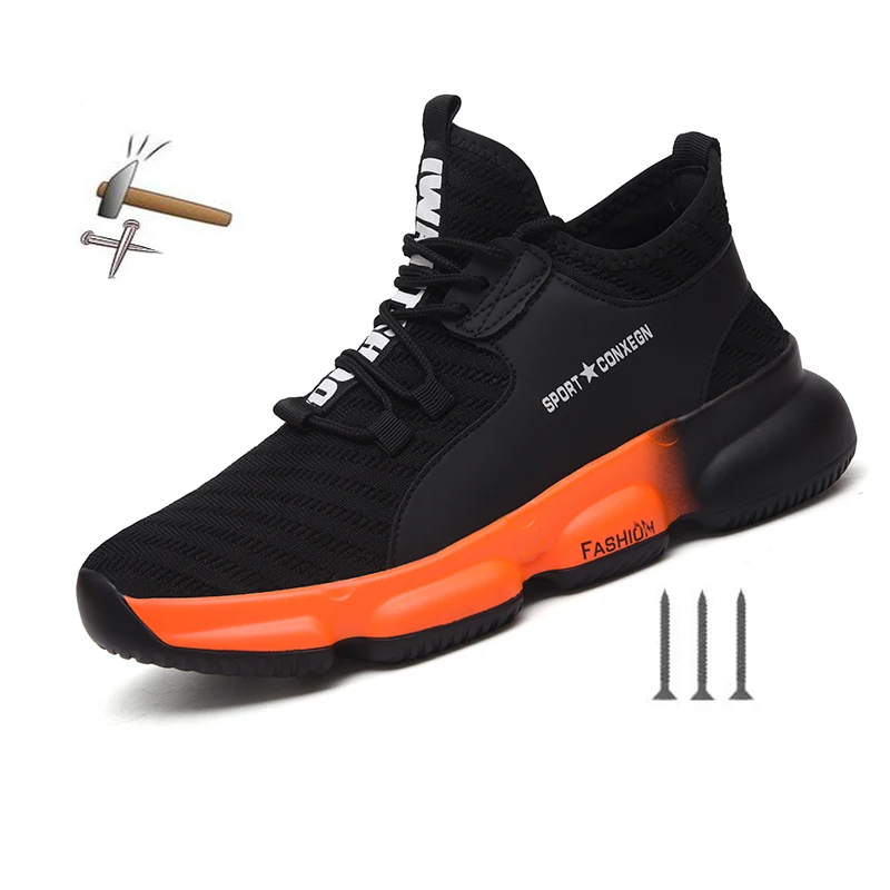 Новинка Мужская Рабочая обувь со стальным носком Ботинки с защитой от проколов