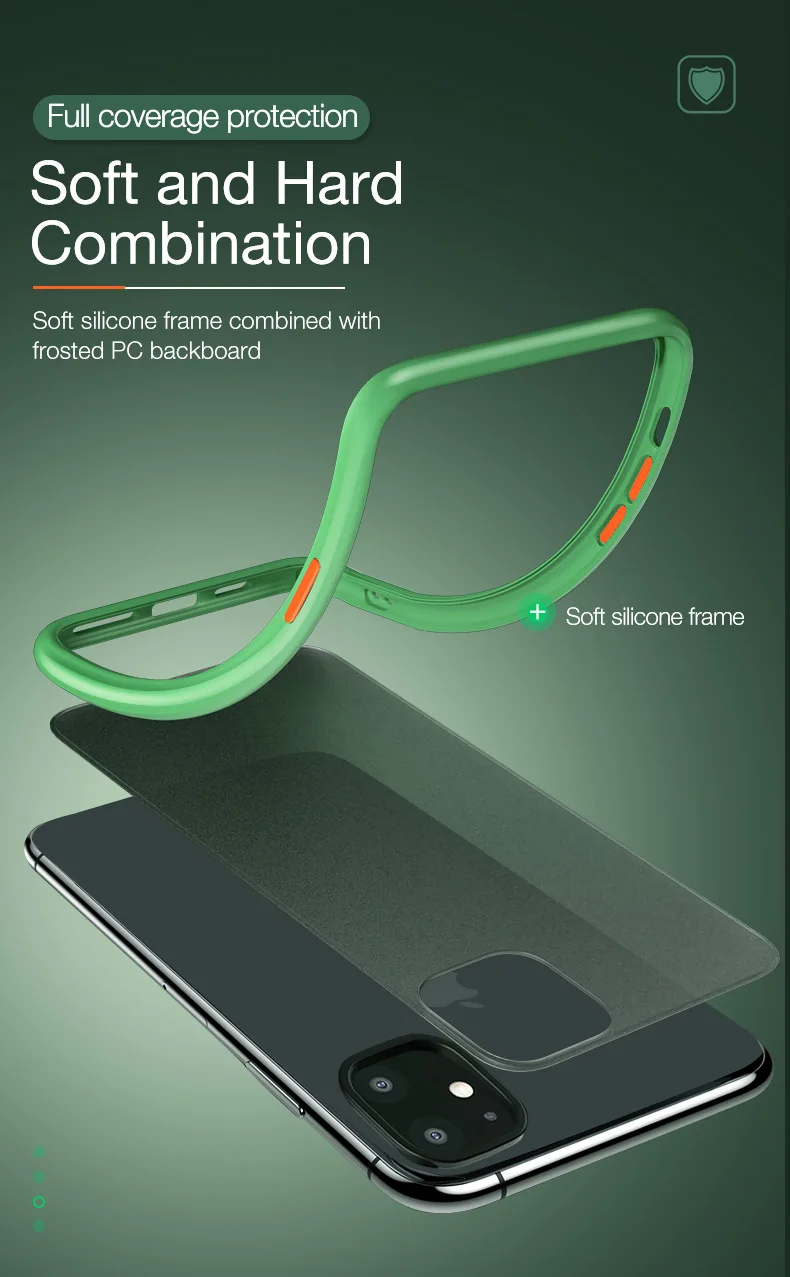 Cafele Phone Case For iPhone 11 Pro Thin Cover Protector pro Max Anti-Fingerprint Waterproof Soft + PC |