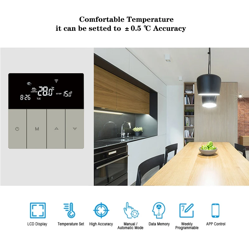 Beok Wifi Thermostat For Water Floor Heating Digital Thermoregulator 3A Touch Screen Actuator Valve Temperature Controller | Обустройство