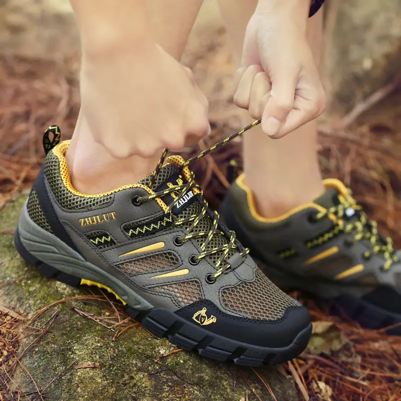 Summer Travel Hiking Shoes Men Outdoor Breathable Mesh Trekking Shoes Men Non slip Womens Hiking Boots Unisex Climbing Sneakers