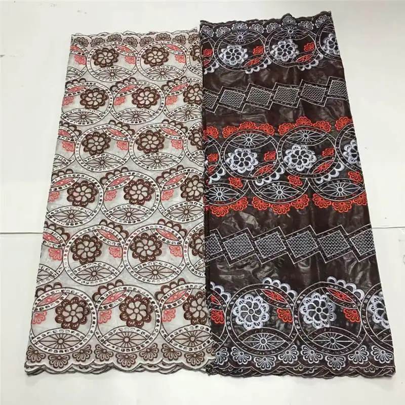

2.5 y Swiss lace fabric +2.5 y bazin riche embroidery African 100% cotton fabrics Swiss voile lace popular Dubai style!LCF101083
