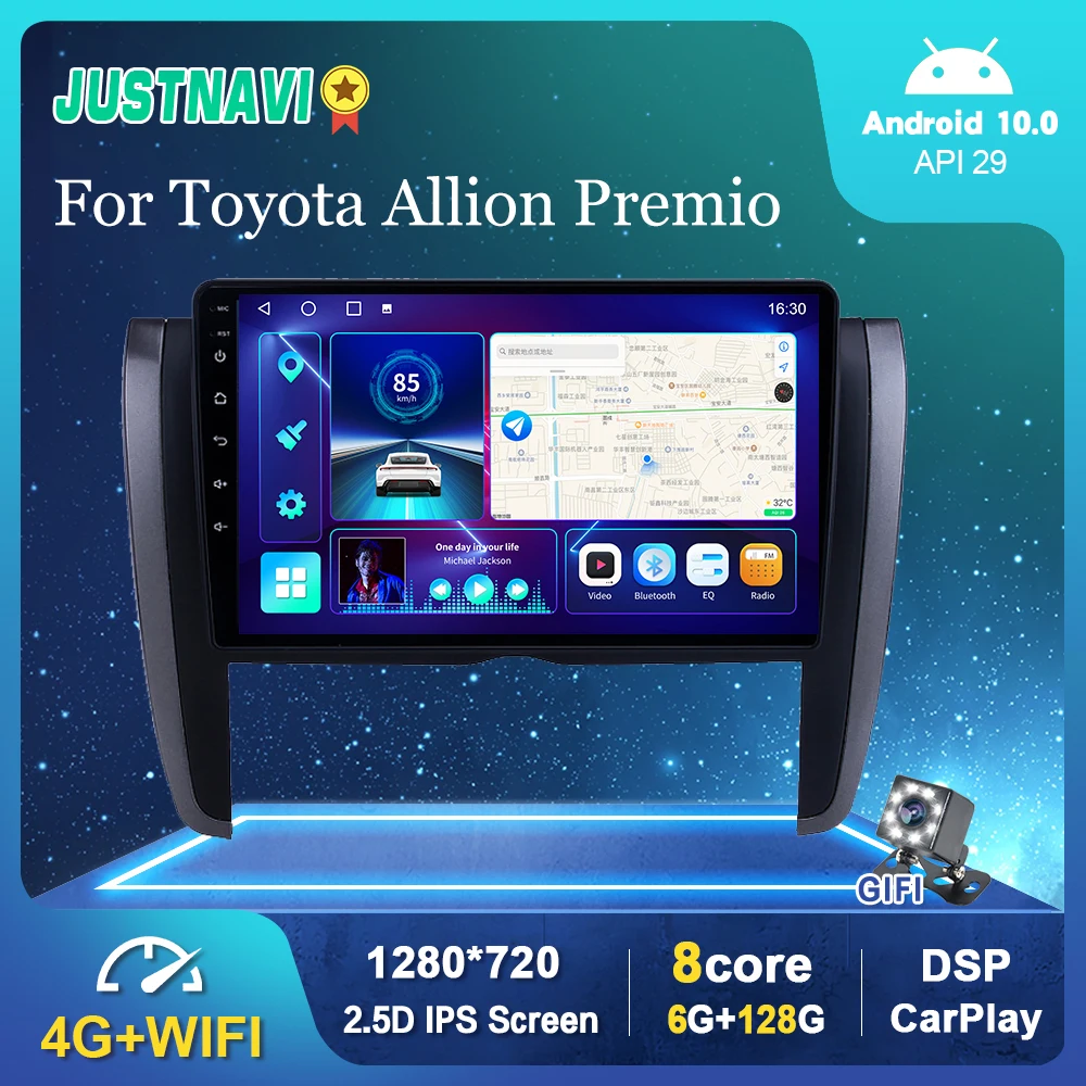 

6G 128G Android 10.0 Car Multimedia Radio Player For Toyota Allion Premio 2007-2015 GPS Stereo DSP Carplay OBD BT Rear View Cam