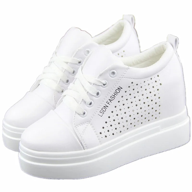 Кроссовки женские на скрытой танкетке 8 см повседневная обувь высокой платформе