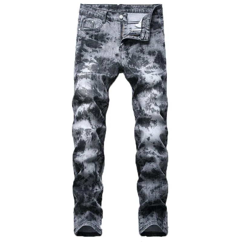 2021 Новое поступление Для мужчин прямые эластичные джинсы потертые Повседневное