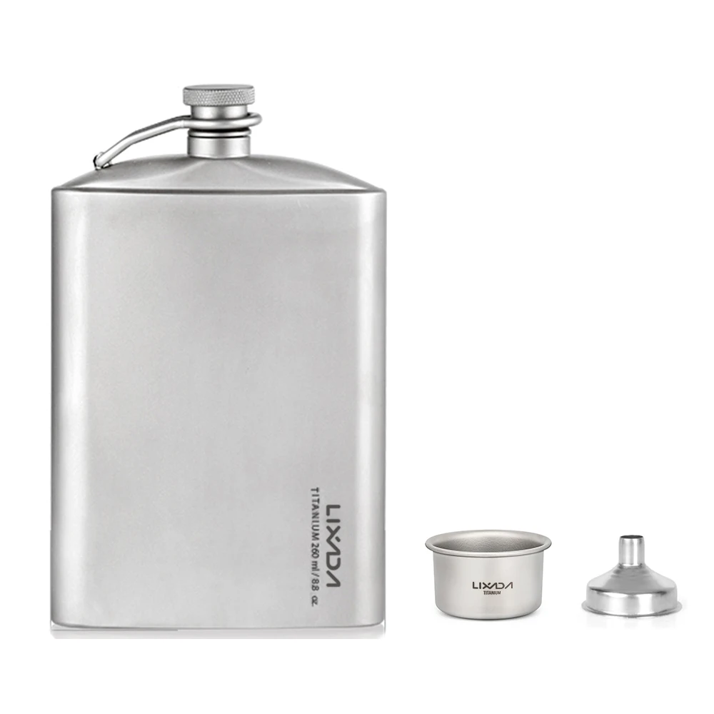

260ml Leakproof Titanium Flask Alcohol Whisky Wine Flask with Cup Set for Outdoor Camping Travel Bottle Portable Drinkware 2022