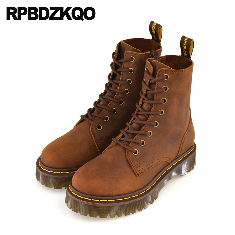 Muffin круглый носок Коричневые Женские Ботильоны на каблуке средней высоты Обувь