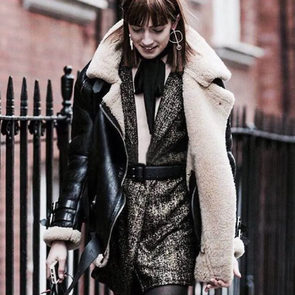 Женская модная теплая флисовая куртка на молнии с отложным воротником из