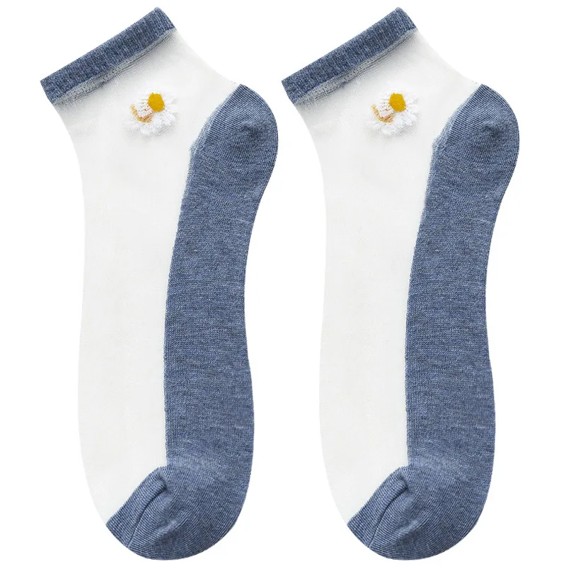 

Little Daisy Harajuku Ankle Ladies Socks Women Fashion Transparent Stripe Short Female Summer Women's Socks Can Note Style
