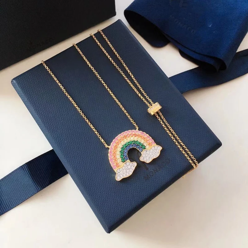 

925 sterling silver rainbow necklace ladies fashion light luxury A brand classic design high quality 1:1