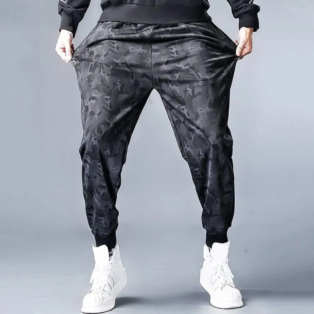 

Men's Sports Pants Stretch Plus Size Running Fitness Men Pants Camouflage Drawstring All Match Plush Spring Trousers for Men