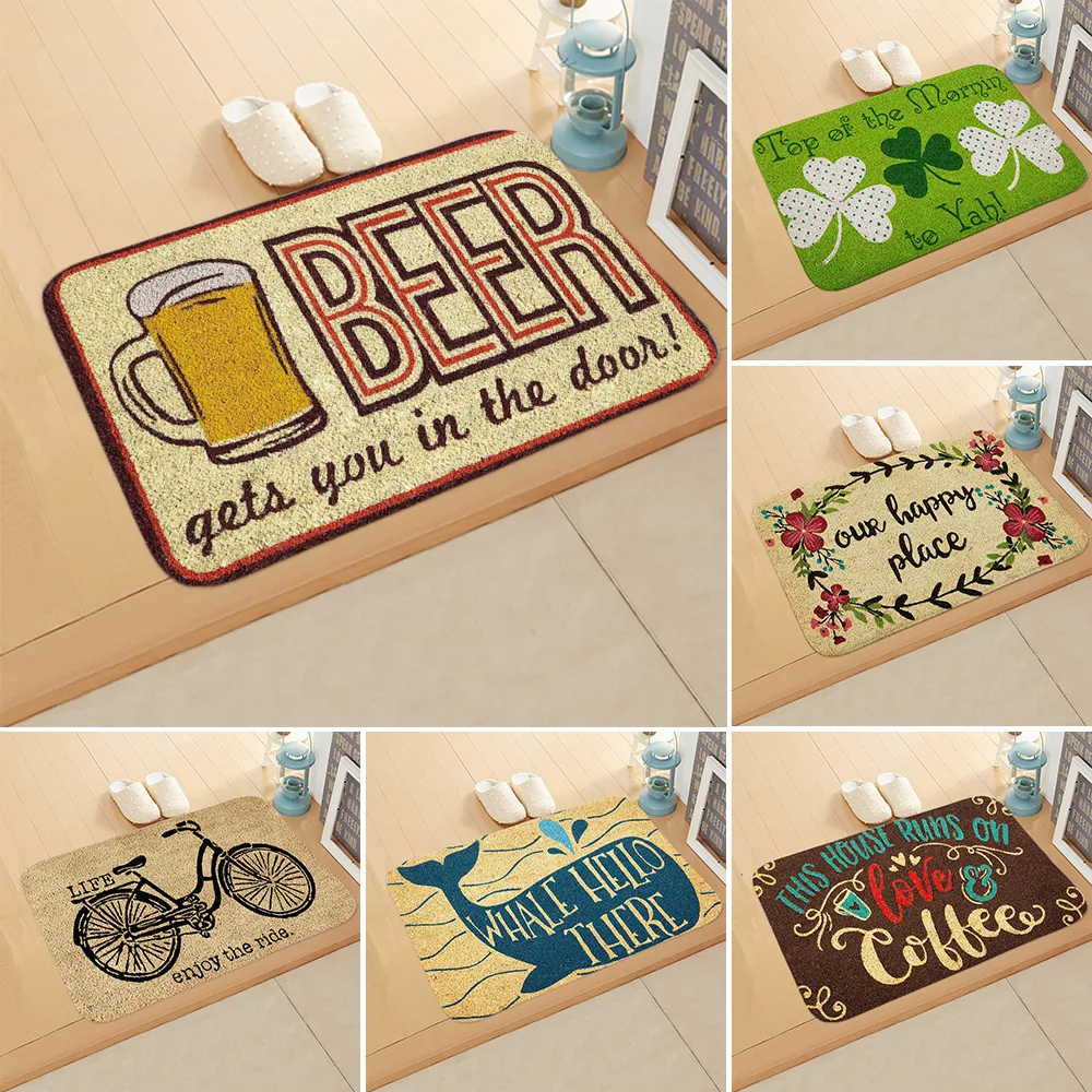 

40*60cm Creative Simple English Words Welcome Home Printed Floor Mat Pattern Customized Door Mats Bathroom Rugs