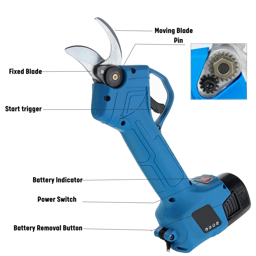 

Rechargeable Electric 2.5cm Tree Trimmer Battery Powered Hedge Cutter Electric Pruning Shears Scissors for Flower Fruit Tree