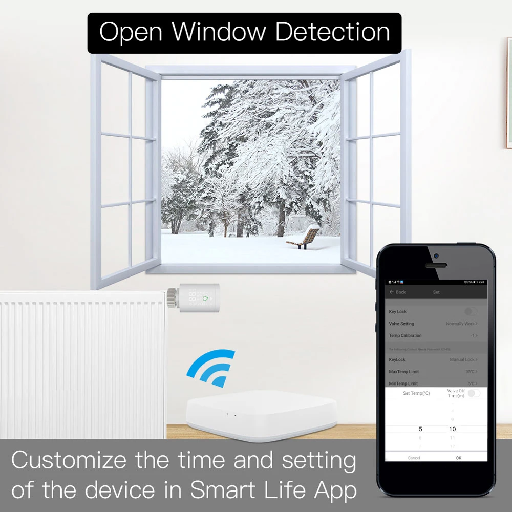 

Tuya ZIGBEE3.0 Intelligent Radiator Actuator Programmable Thermostatic Radiator Valve Temperature Controller Alexa Voice Control