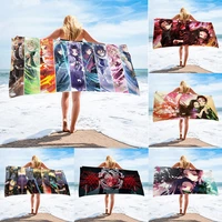 beach towel microfiber towel anime demon slayer prints quick dry portable outdoor water sports towel swimming camping surf towel