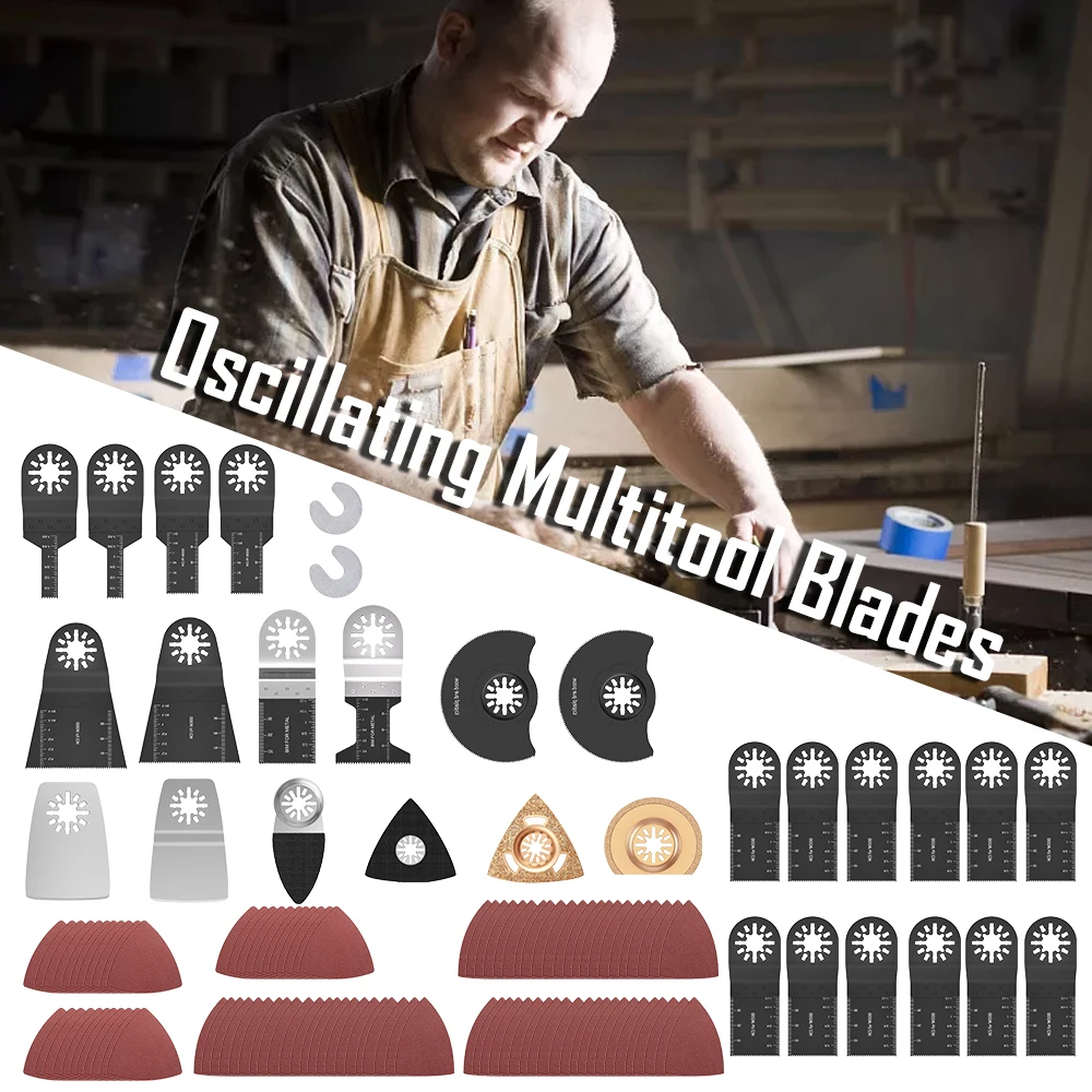 

120Pcs Oscillating Multitool Blades Wood Metal Multi Tool Accessories Kit with Cutting Blades Sanding Pads