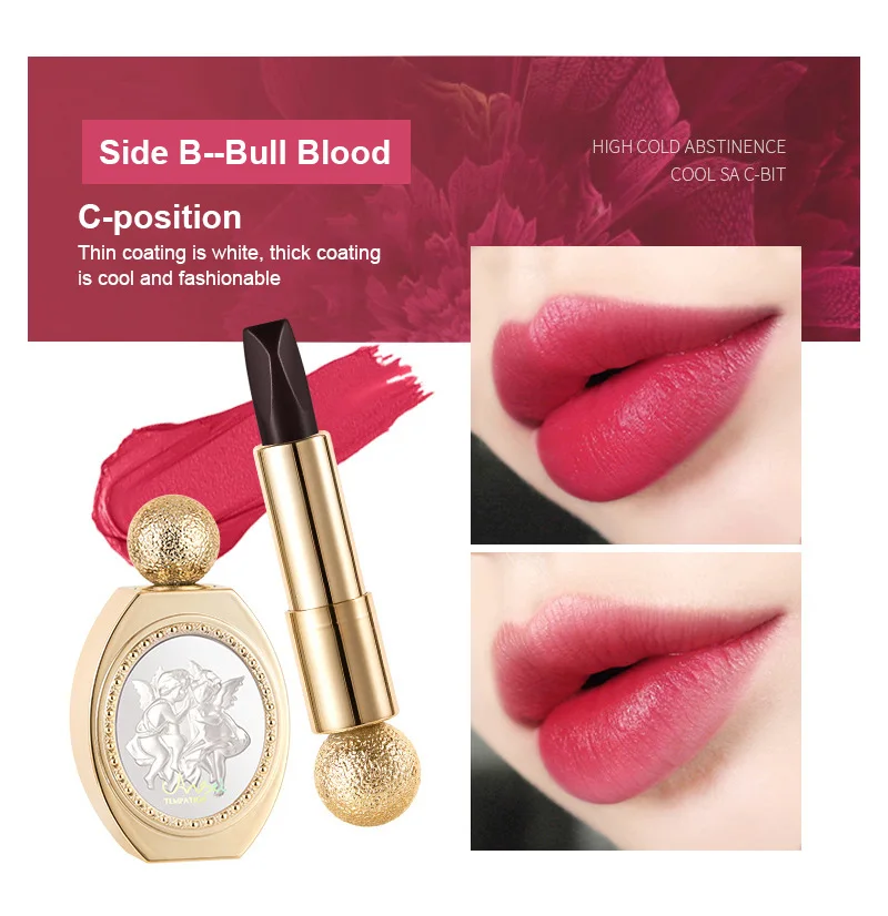 

5-Color Angel Lipstick Matte White Non-stick Cup Color Change Moisturizing Lasting Waterproof Silky Multicolor Lip Makeup TSLM1
