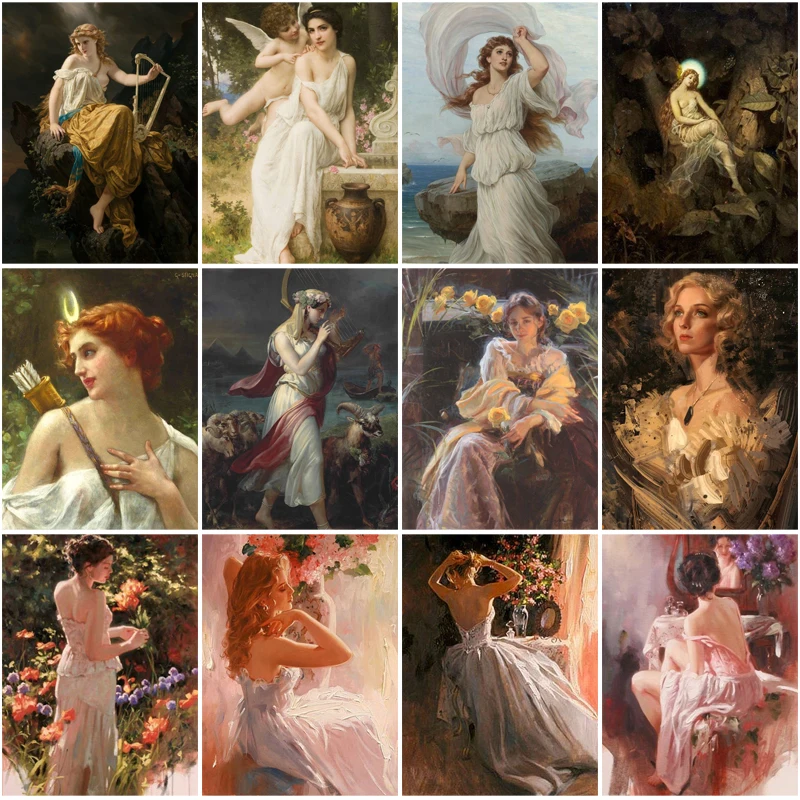 

Character Embroidery Diamond Painting White Skirt Beauty Oil Painting Mosaic Picture Diy Cross Stitch Decorative Painting
