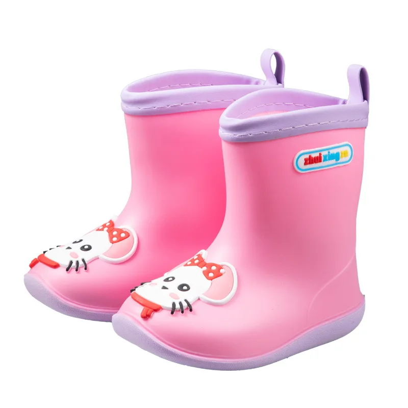 New Unicorn Kids Rain Boots For Boys Girls Rainboots Dinosaur Children's Rubber Plush Warm PVC Waterproof Baby Water Shoes | Детская